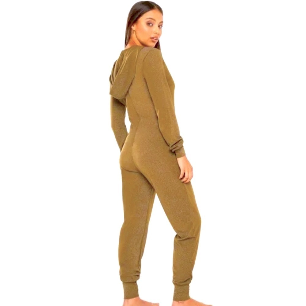 SAVAGE X FENTY Green & Gold Sparkly Jumpsuit Forever Showgirl Women’s Size M